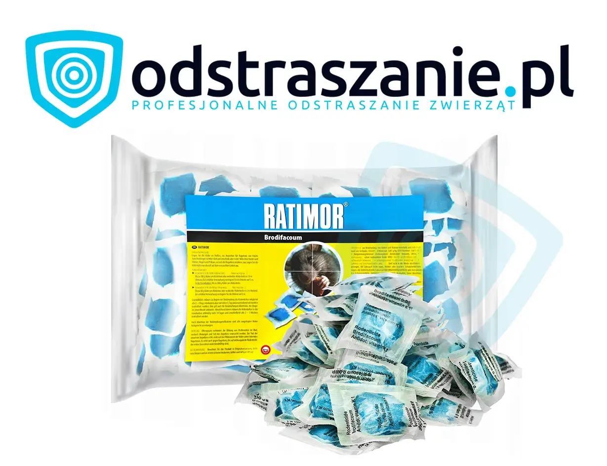 Skuteczna trutka na karczownika RATIMOR w saszetkach. Brodifacoum to składnik aktywny, który działa szybko i efektywnie.